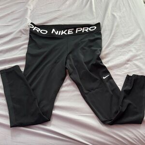 Nike Kids Black Leggings with White Logo